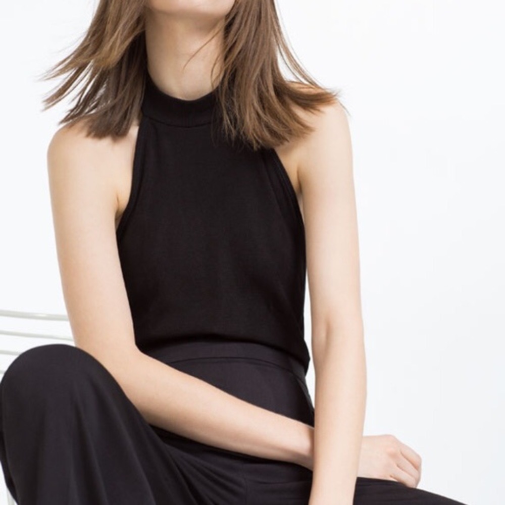 Zara Black Halter Neck Bodysuit Low Back new